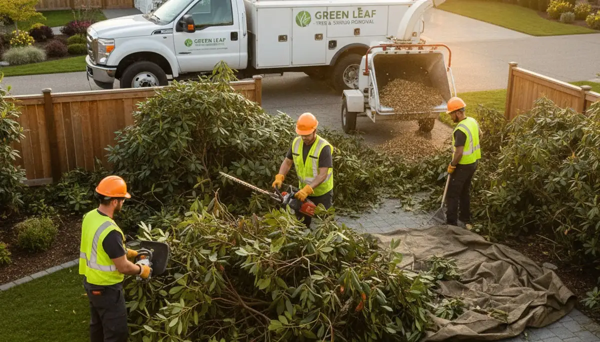 Professional shrub removal service in Worcester MA clearing overgrown bushes and yard debris