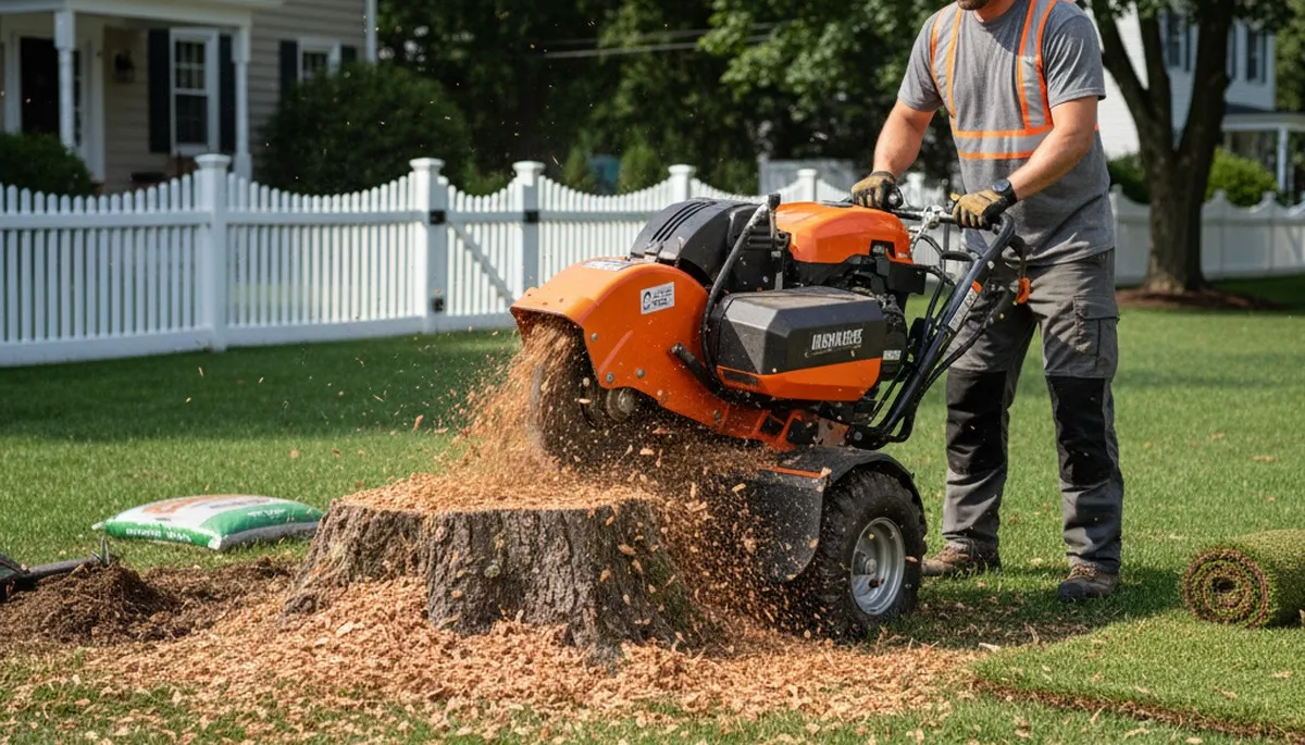 Professional stump grinding removing tree stumps in North Grafton, MA by Worcester tree removal experts