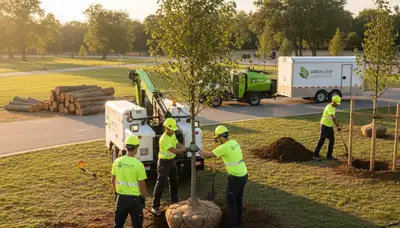 Arborist planting new tree in Worcester MA yard for Chop Chop Tree professional tree planting service