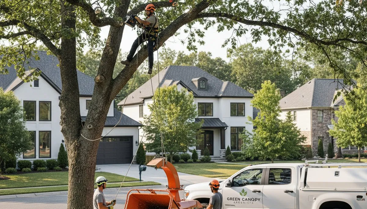 Professional arborist pruning tree branches in Worcester, MA for healthy growth and safety