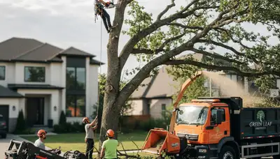 Professional tree removal crew working in Worcester, MA for Chop Chop Tree service