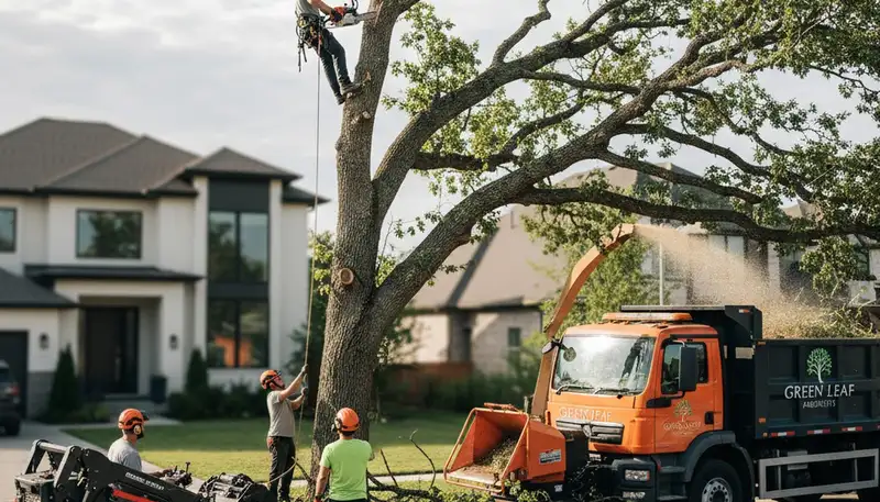 Professional tree removal crew working in Worcester, MA for Chop Chop Tree service